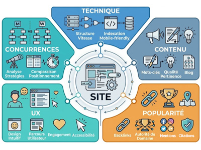 Freelance SEO réalisant un audit d'un site Internet